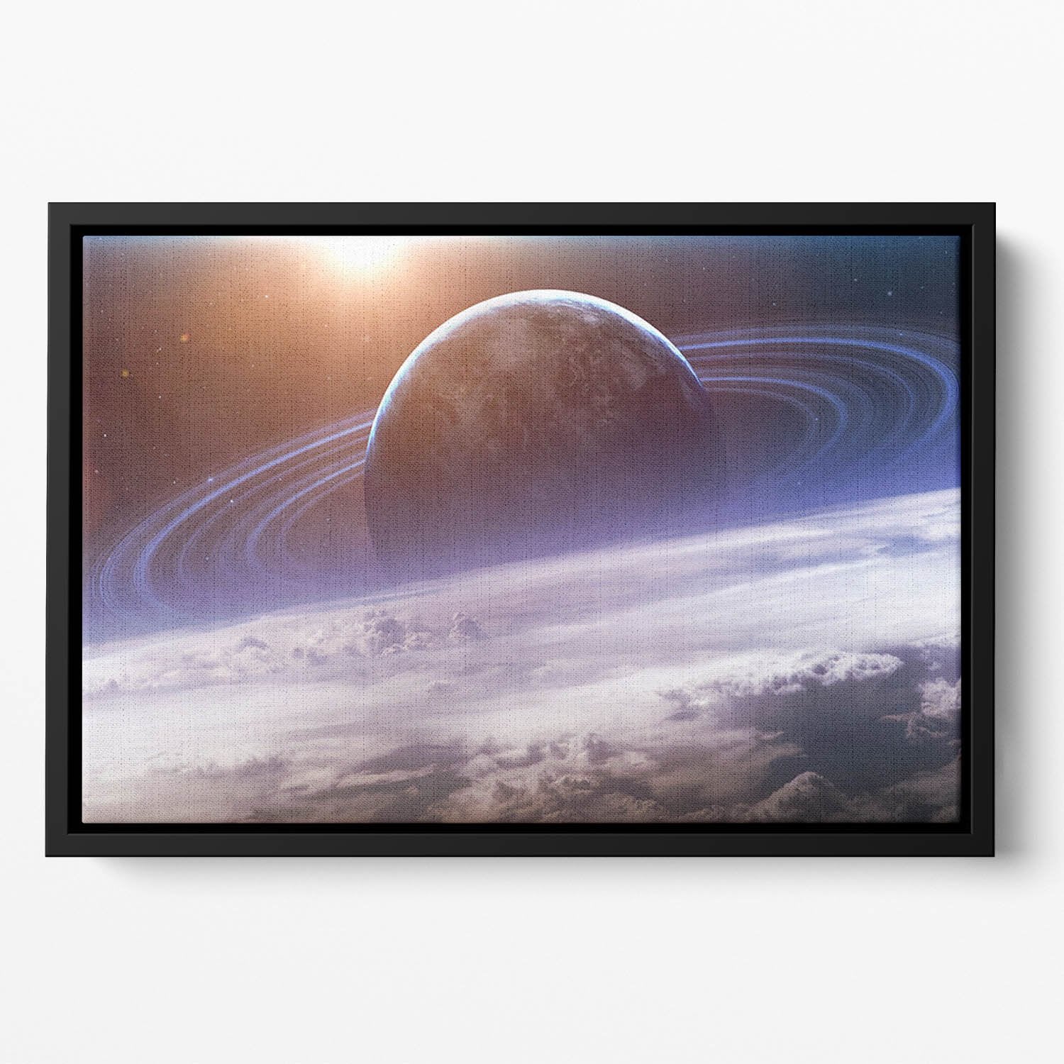 Universe scene with planets Floating Framed Canvas