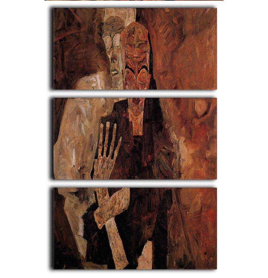 Unlicensed or even death and man by Egon Schiele 3 Split Panel Canvas Print - Canvas Art Rocks - 1
