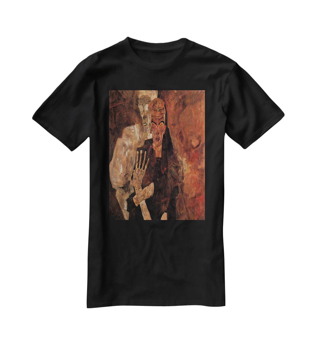 Unlicensed or even death and man by Egon Schiele T-Shirt - Canvas Art Rocks - 1