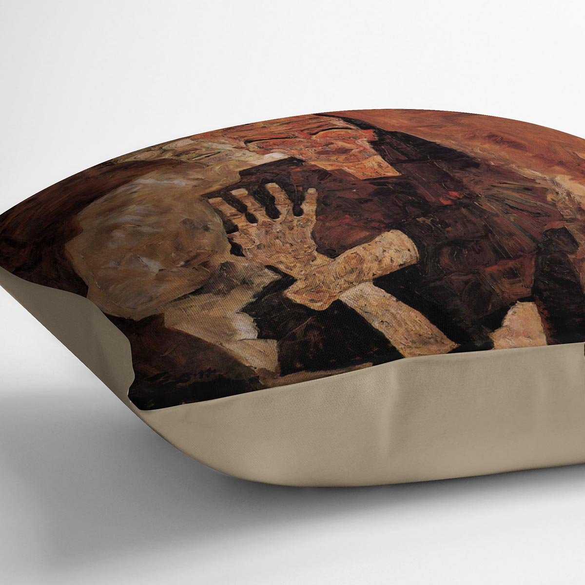 Unlicensed or even death and man by Egon Schiele Cushion