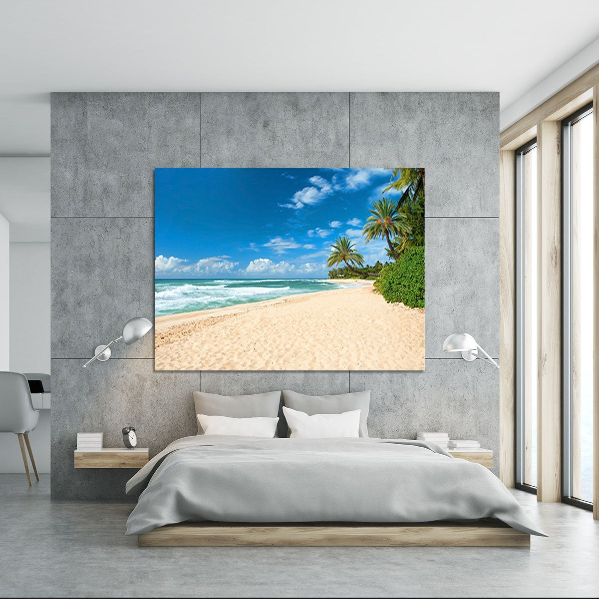 Untouched sandy beach with palms trees Canvas Print or Poster