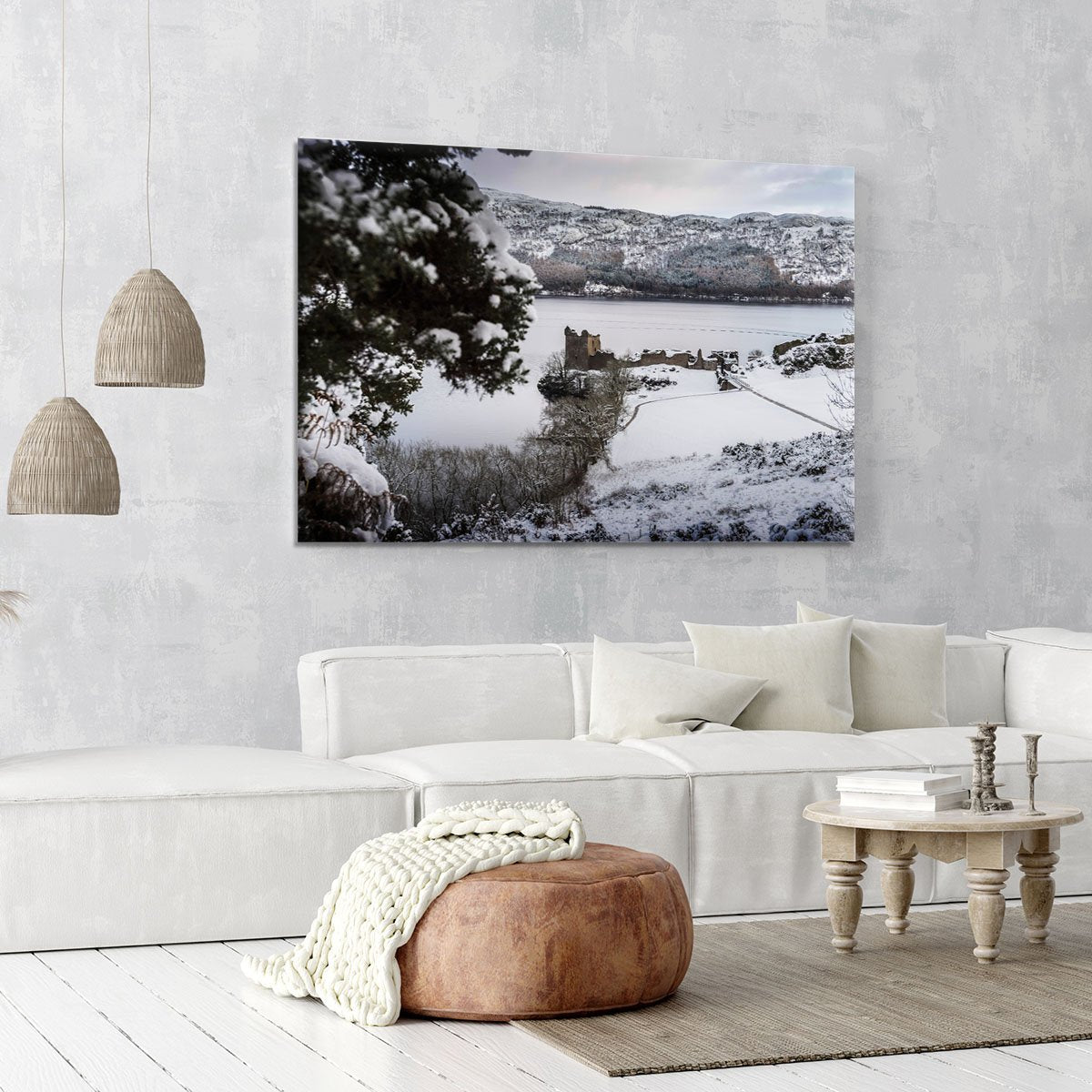 Urquhart Castle in the snow Canvas Print or Poster