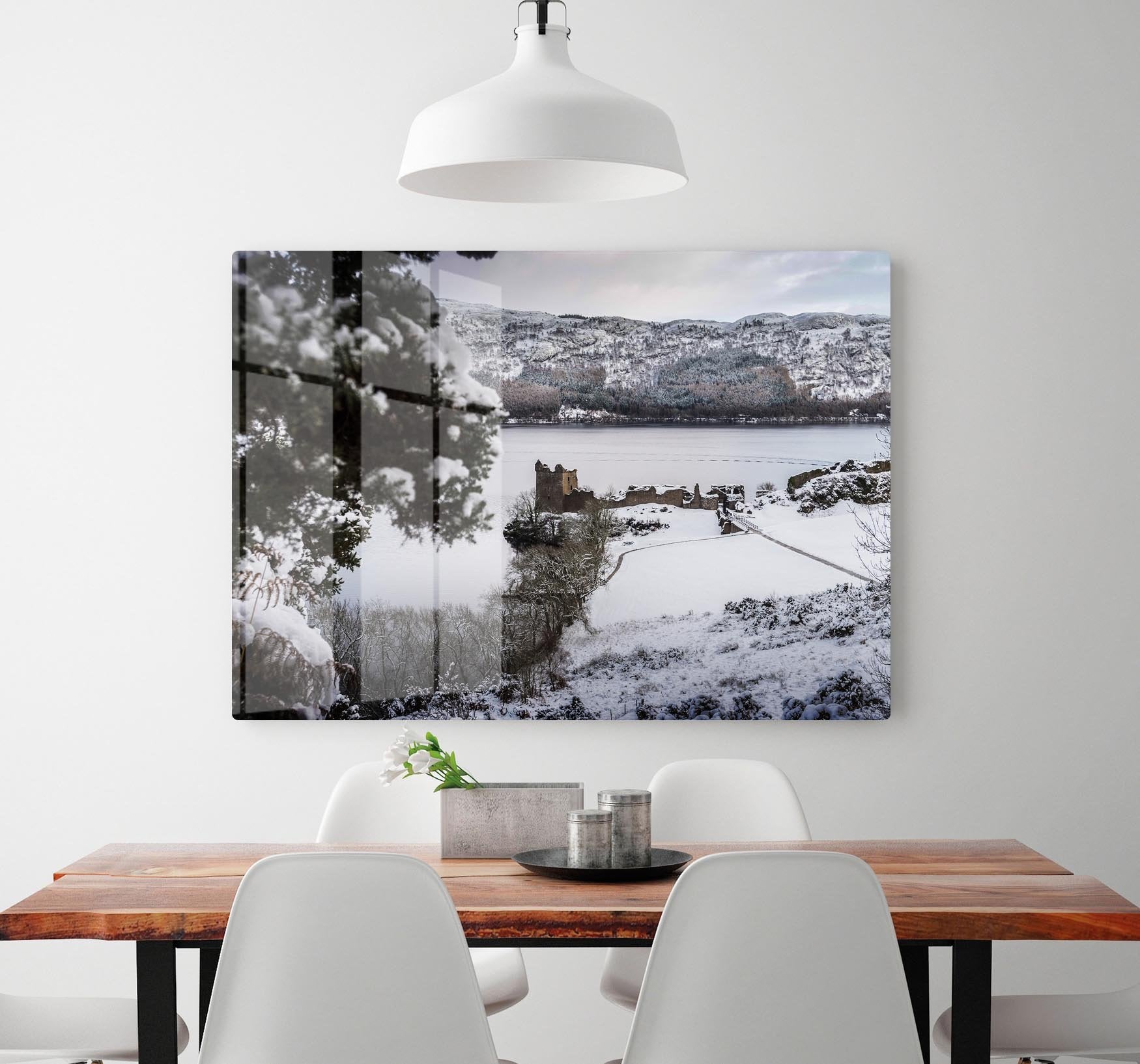 Urquhart Castle in the snow HD Metal Print - Canvas Art Rocks - 2