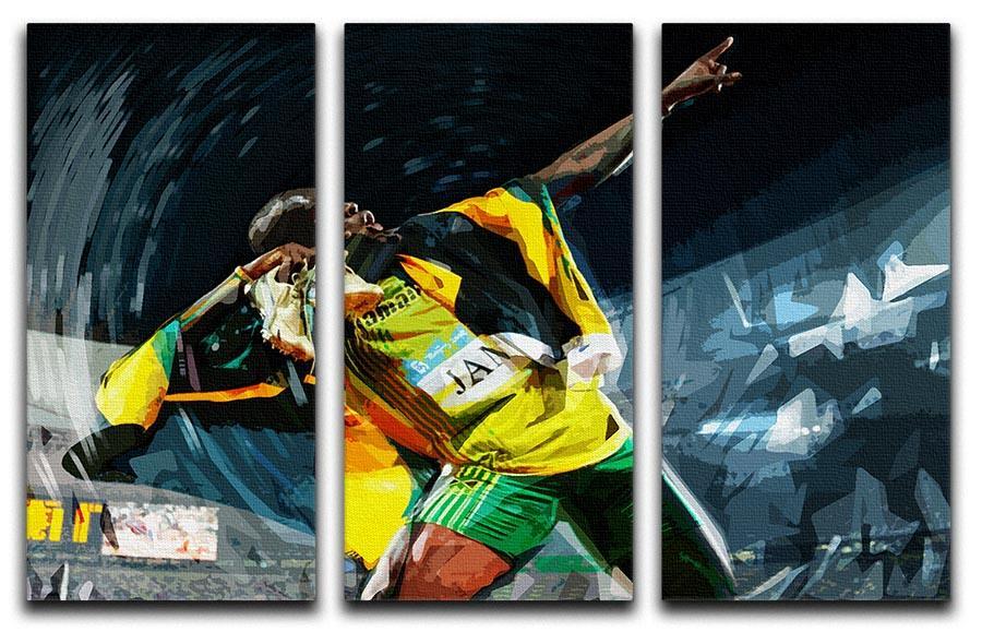 Usian Bolt Iconic Pose 3 Split Panel Canvas Print - Canvas Art Rocks - 1