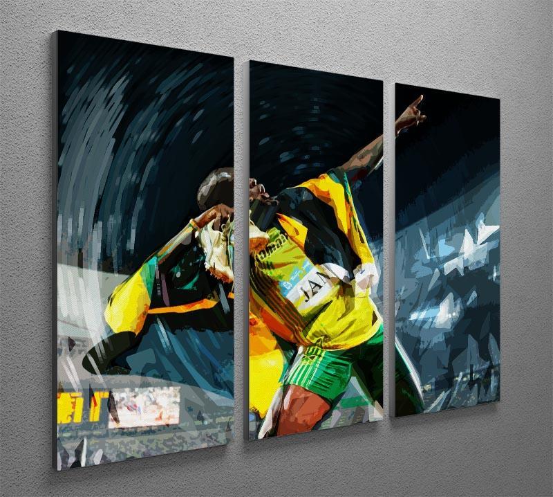 Usian Bolt Iconic Pose 3 Split Panel Canvas Print - Canvas Art Rocks - 2