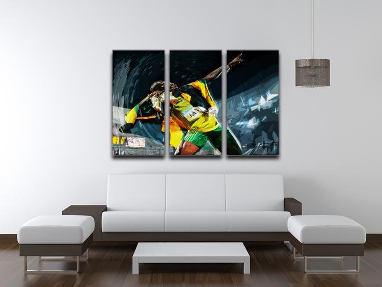 Usian Bolt Iconic Pose 3 Split Panel Canvas Print - Canvas Art Rocks - 3