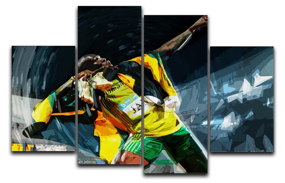 Usian Bolt Iconic Pose 4 Split Panel Canvas  - Canvas Art Rocks - 1