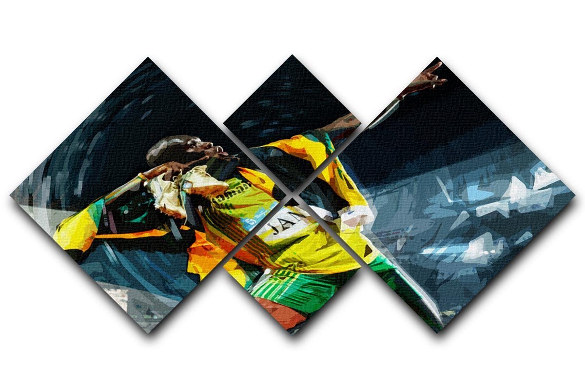 Usian Bolt Iconic Pose 4 Square Multi Panel Canvas  - Canvas Art Rocks - 1