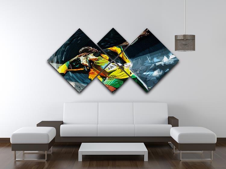 Usian Bolt Iconic Pose 4 Square Multi Panel Canvas - Canvas Art Rocks - 3
