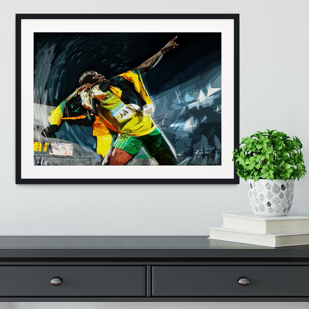 Usian Bolt Iconic Pose Framed Print - Canvas Art Rocks - 1