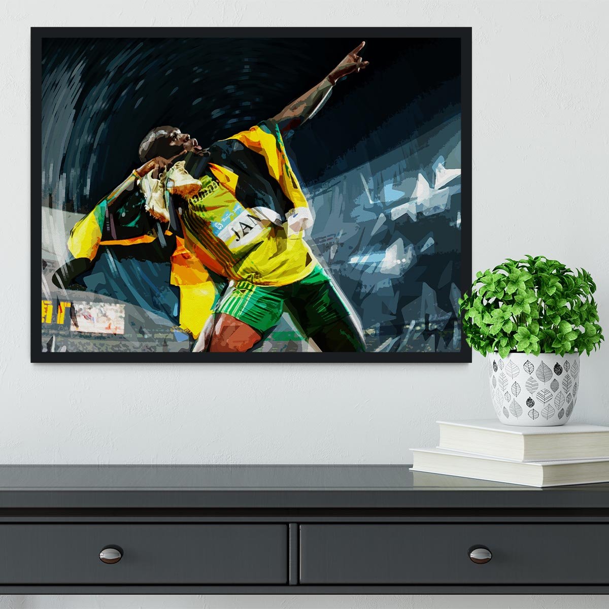 Usian Bolt Iconic Pose Framed Print - Canvas Art Rocks - 2