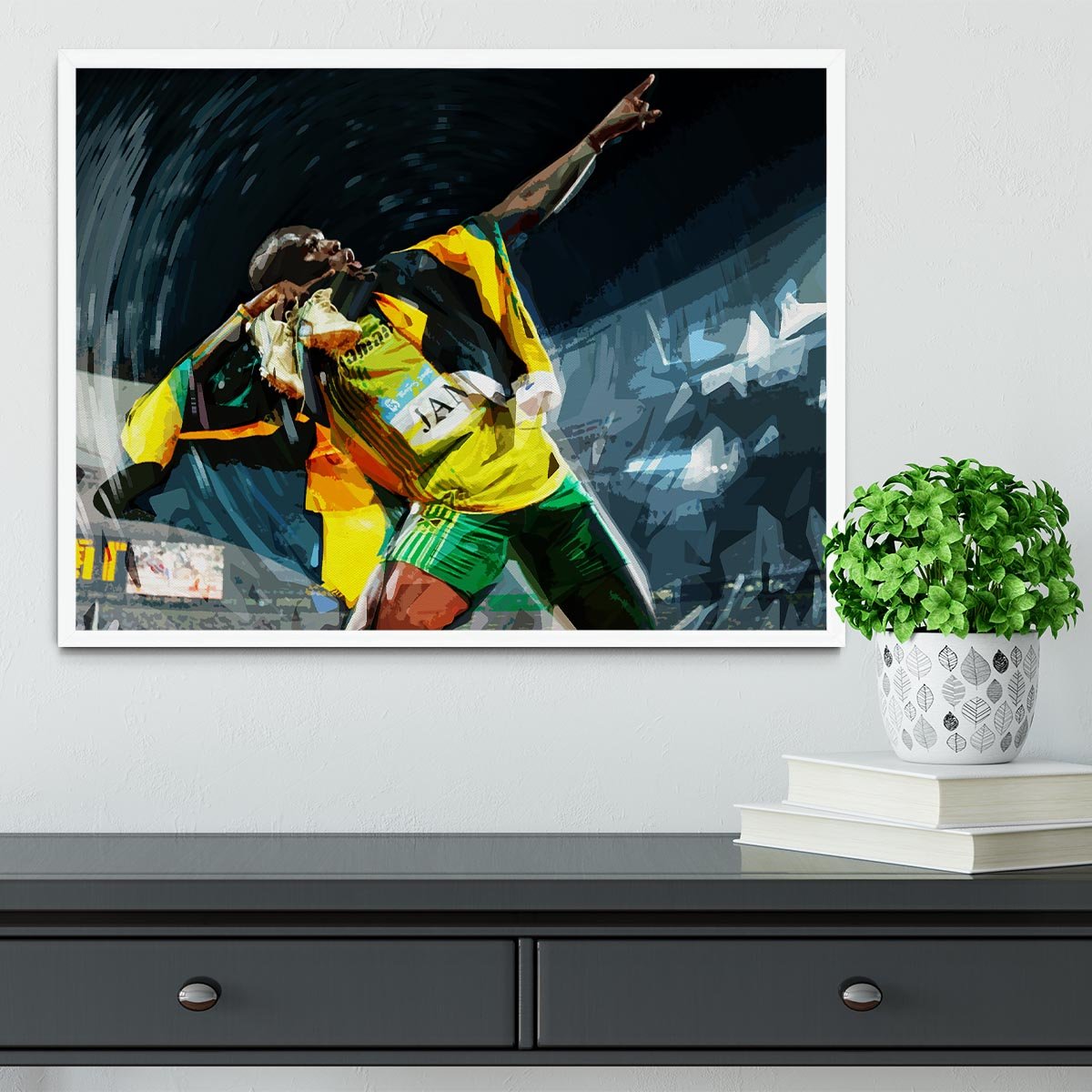 Usian Bolt Iconic Pose Framed Print - Canvas Art Rocks -6