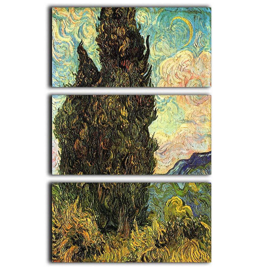 Van Gogh Cypresses 3 Split Panel Canvas Print - Canvas Art Rocks - 1