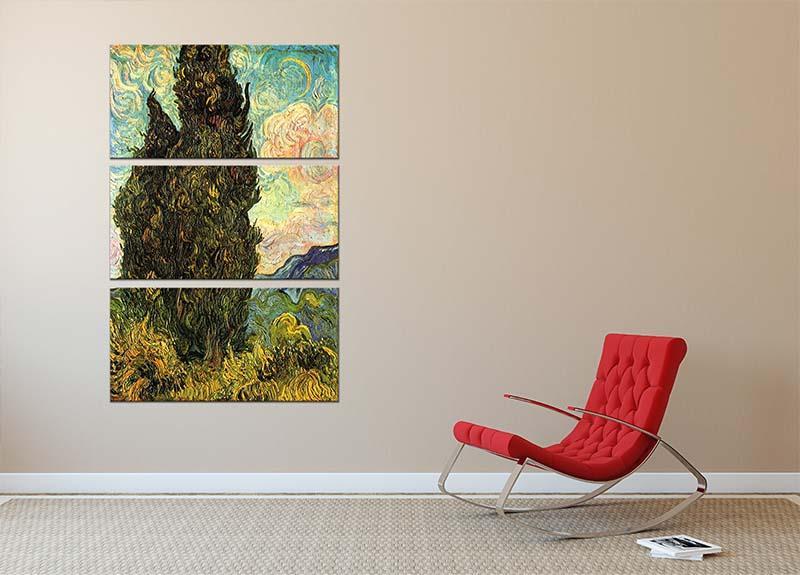 Van Gogh Cypresses 3 Split Panel Canvas Print - Canvas Art Rocks - 2