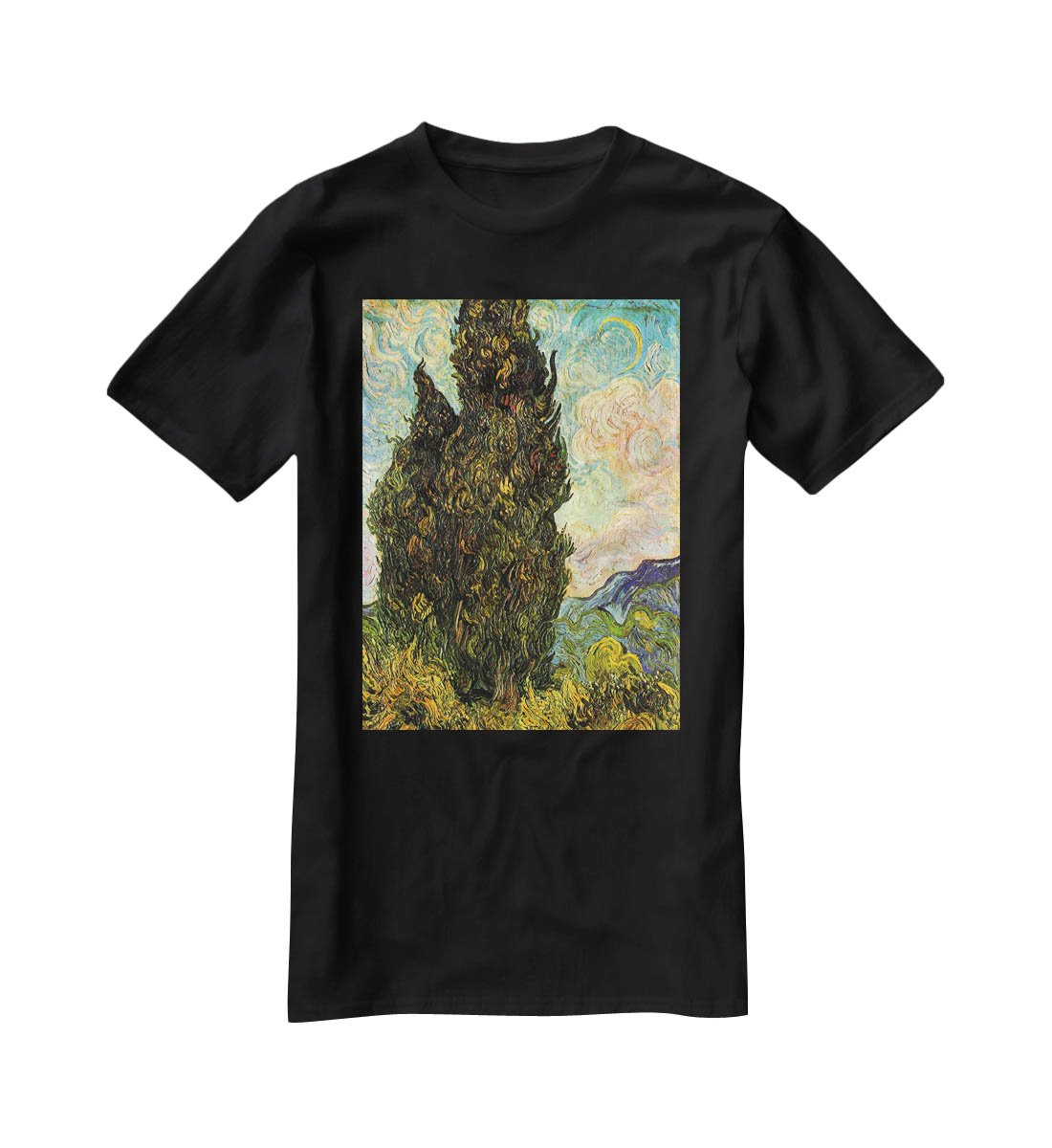 Van Gogh Cypresses T-Shirt - Canvas Art Rocks - 1