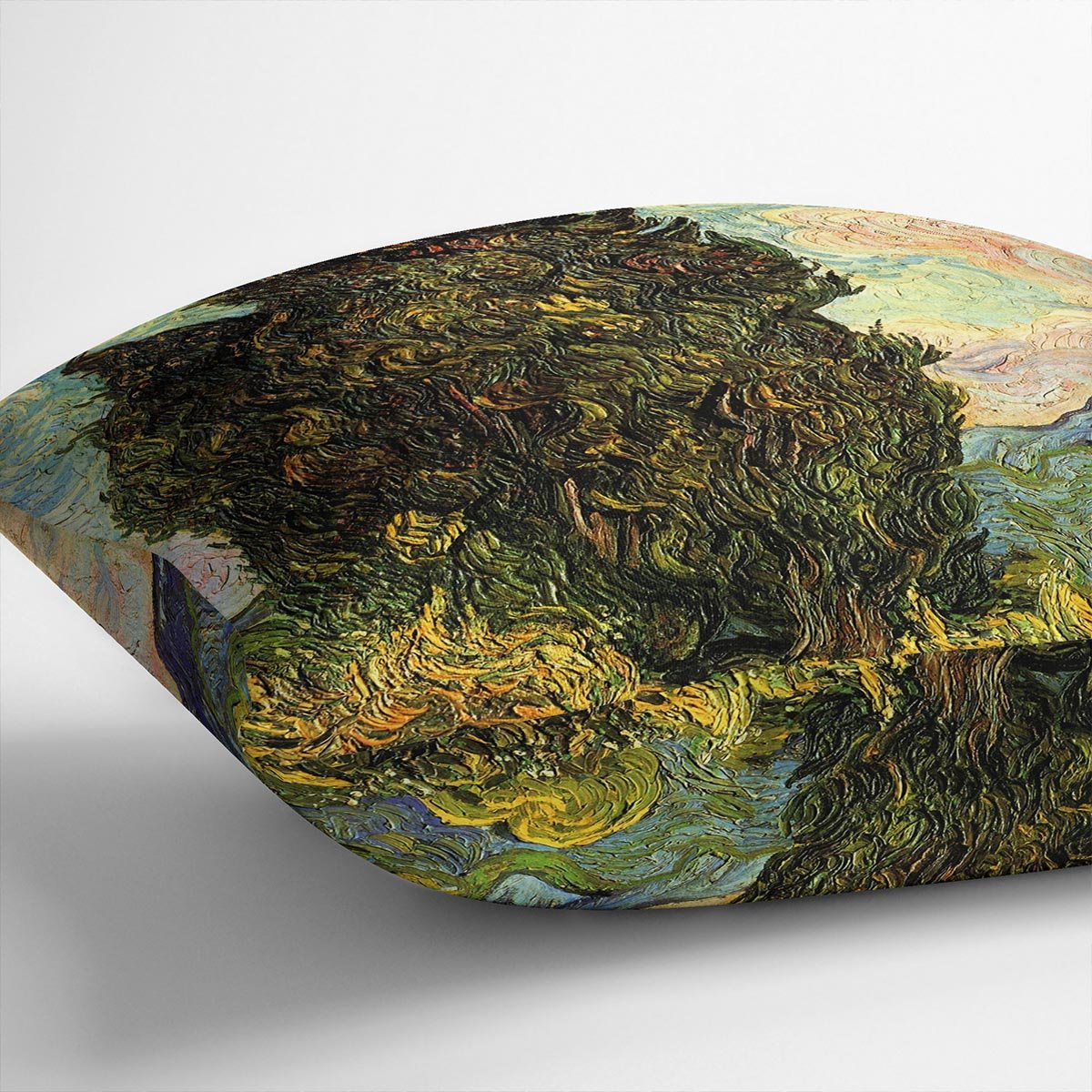 Van Gogh Cypresses Throw Pillow