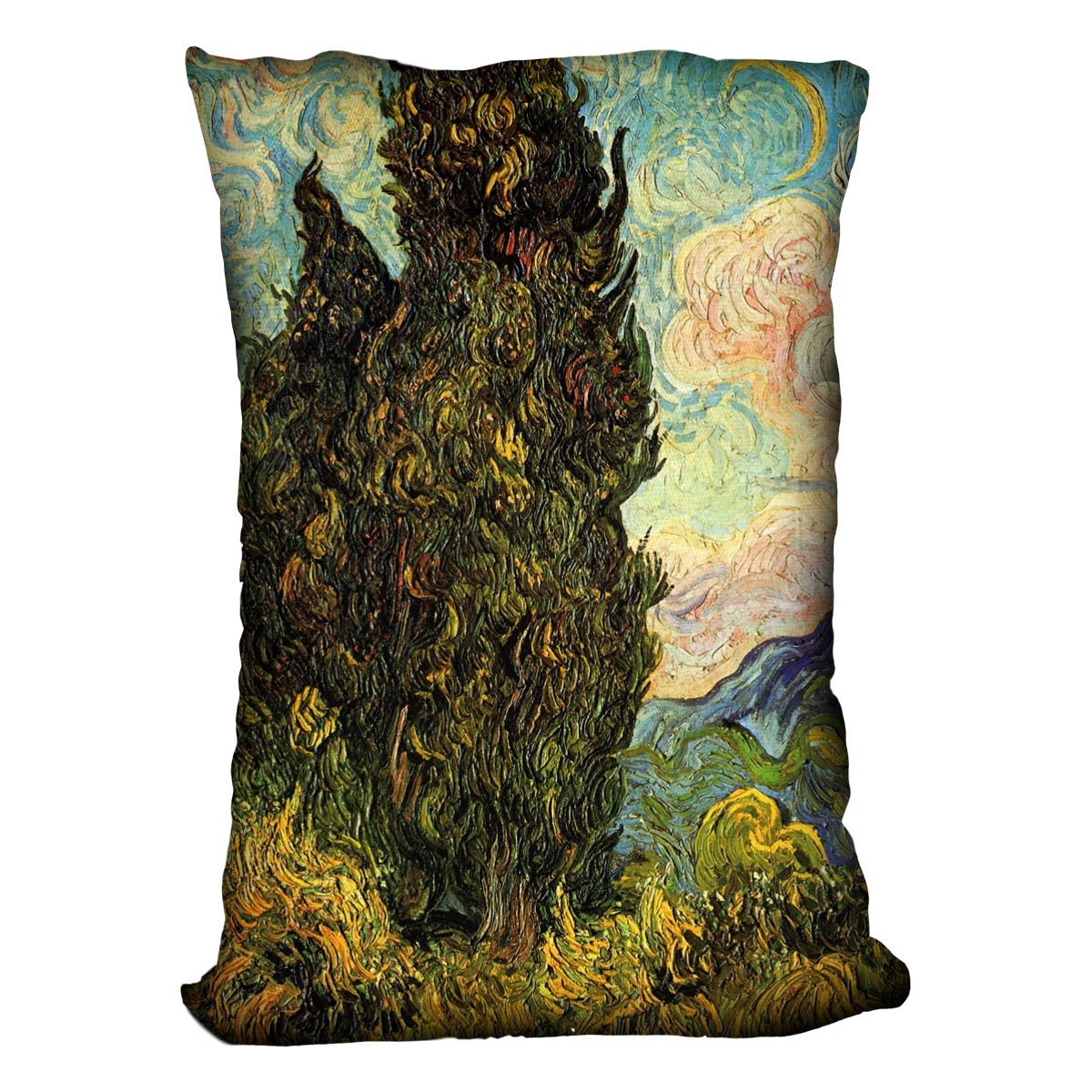 Van Gogh Cypresses Throw Pillow