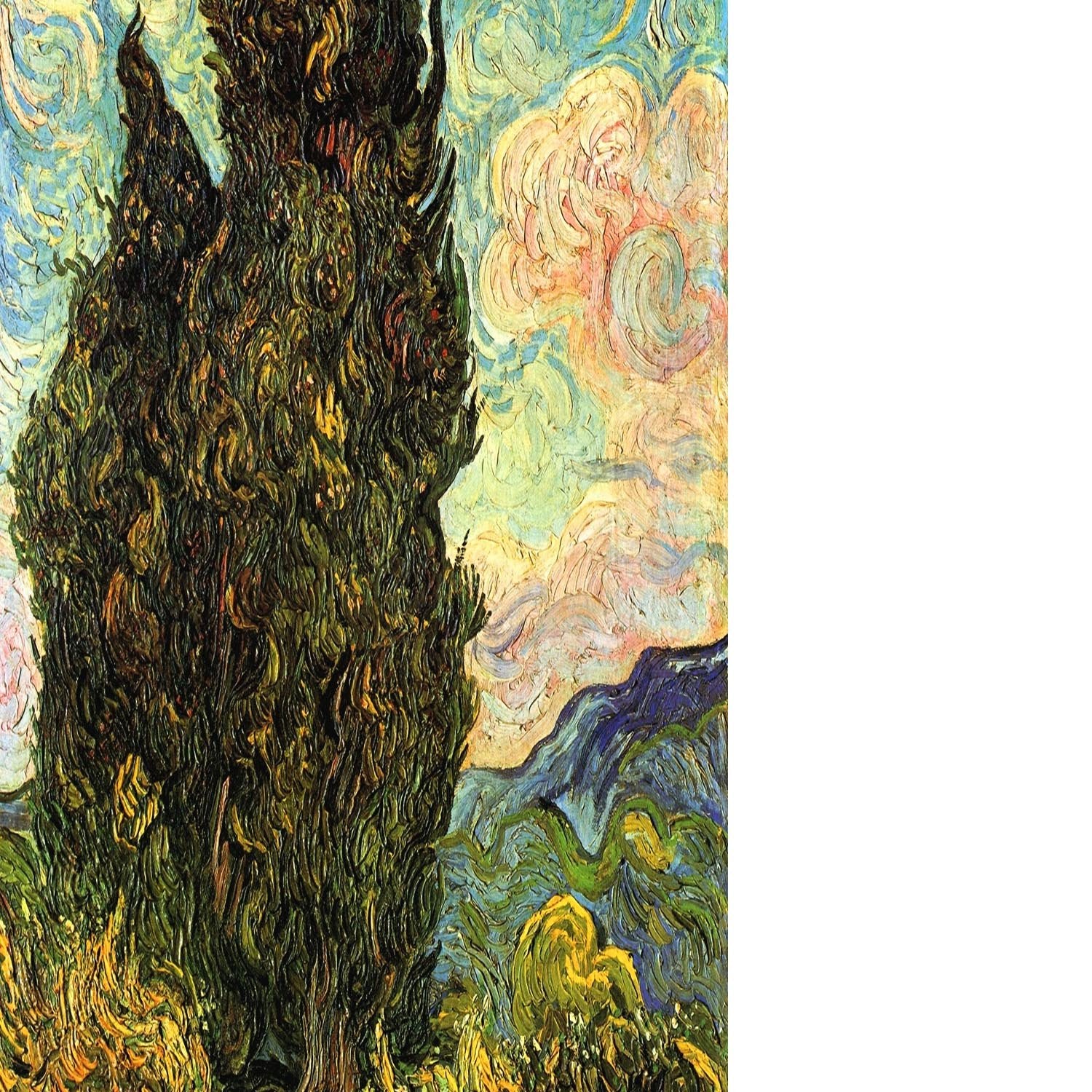 Van Gogh Cypresses Floating Framed Canvas
