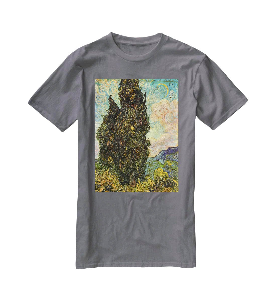 Van Gogh Cypresses T-Shirt - Canvas Art Rocks - 3