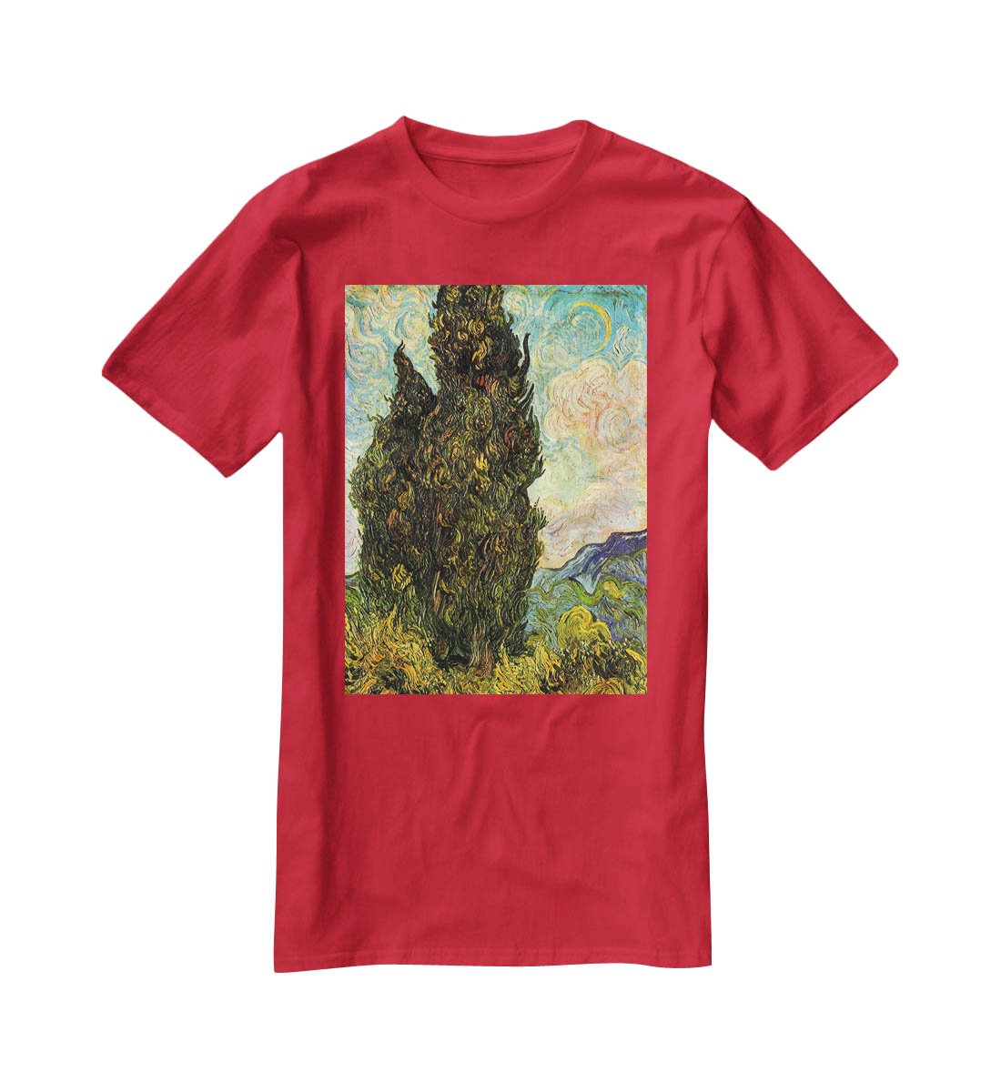 Van Gogh Cypresses T-Shirt - Canvas Art Rocks - 4