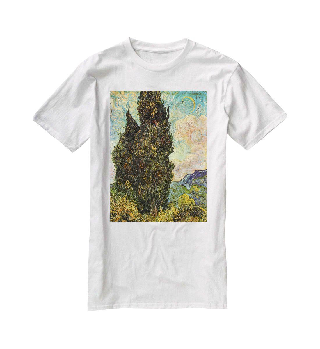 Van Gogh Cypresses T-Shirt - Canvas Art Rocks - 5