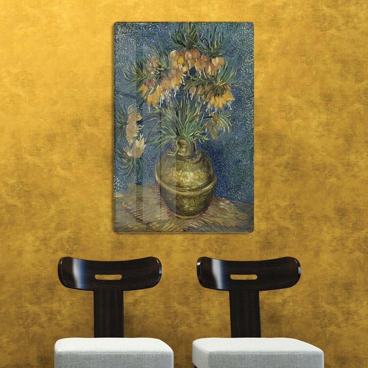 Van Gogh Fritillaries in a Copper Vase HD Metal Print