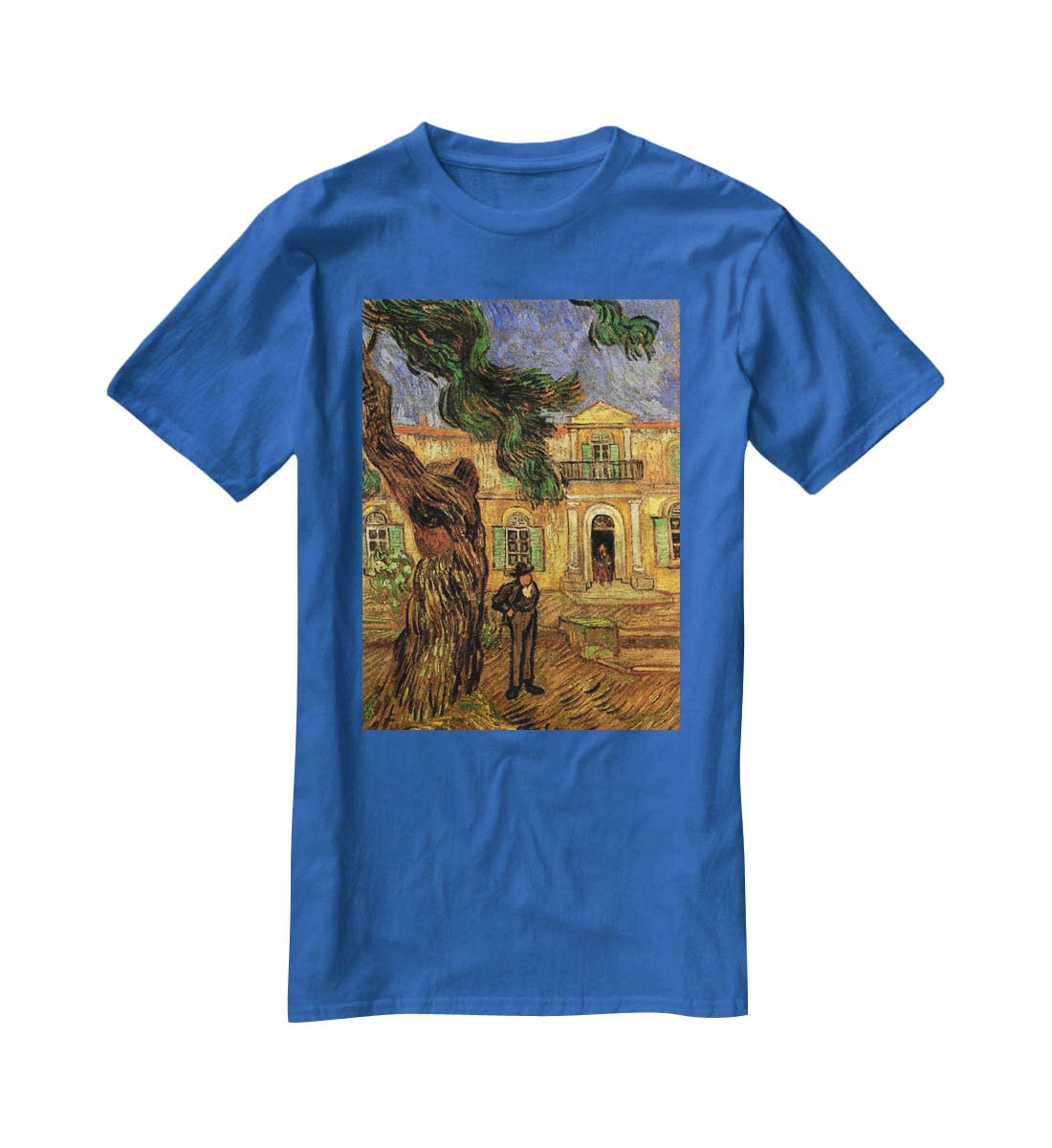 Van Gogh Pine Trees with Figure in the Garden of Saint-Paul Hospital T-Shirt - Canvas Art Rocks - 2