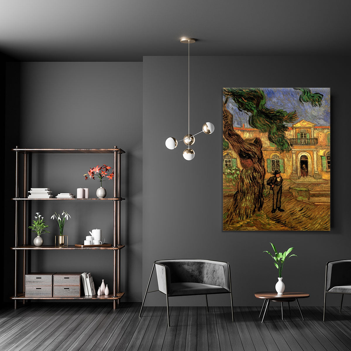 Van Gogh Pine Trees with Figure in the Garden of Saint-Paul Hospital Canvas Print or Poster - Canvas Art Rocks - 5