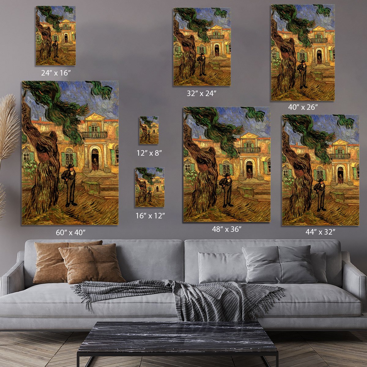 Van Gogh Pine Trees with Figure in the Garden of Saint-Paul Hospital Canvas Print or Poster