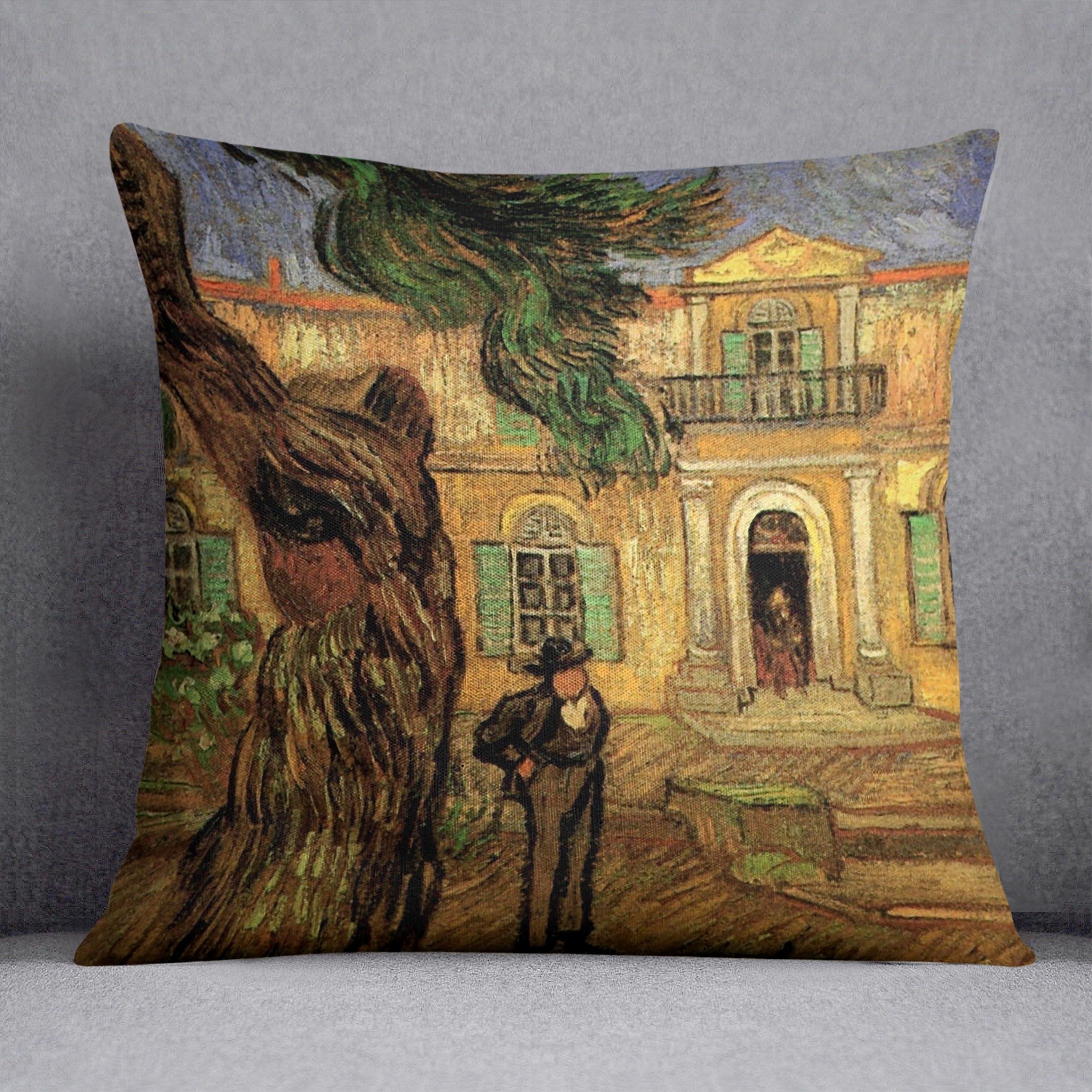 Van Gogh Pine Trees with Figure in the Garden of Saint-Paul Hospital Throw Pillow