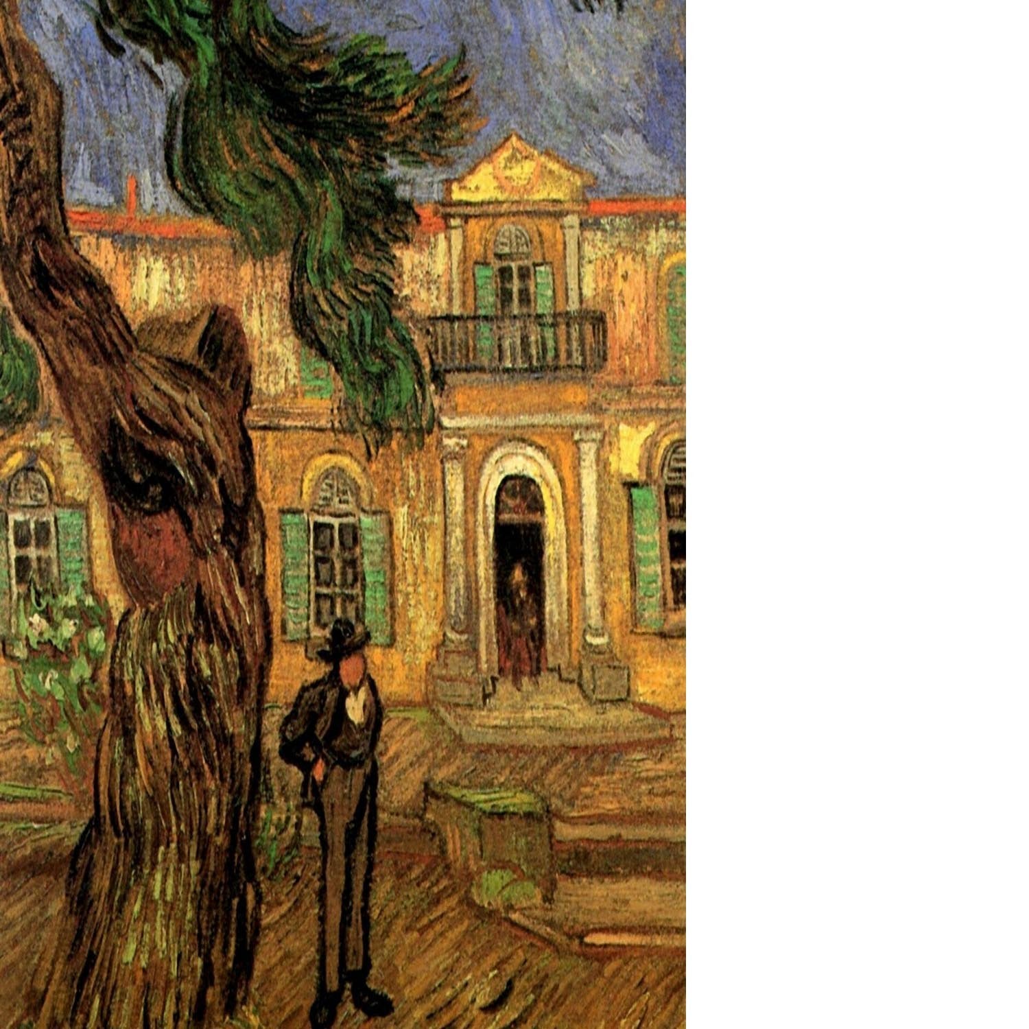 Van Gogh Pine Trees with Figure in the Garden of Saint-Paul Hospital Floating Framed Canvas