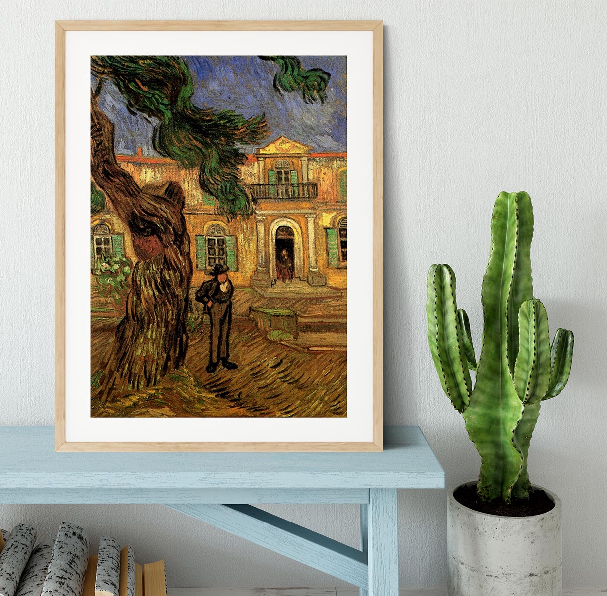 Van Gogh Pine Trees with Figure in the Garden of Saint-Paul Hospital Framed Print - Canvas Art Rocks - 3