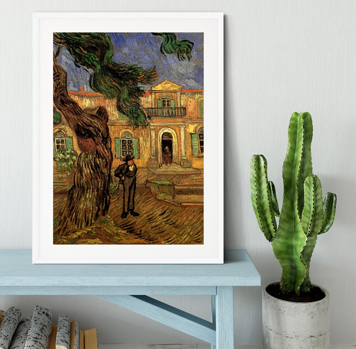 Van Gogh Pine Trees with Figure in the Garden of Saint-Paul Hospital Framed Print - Canvas Art Rocks - 5