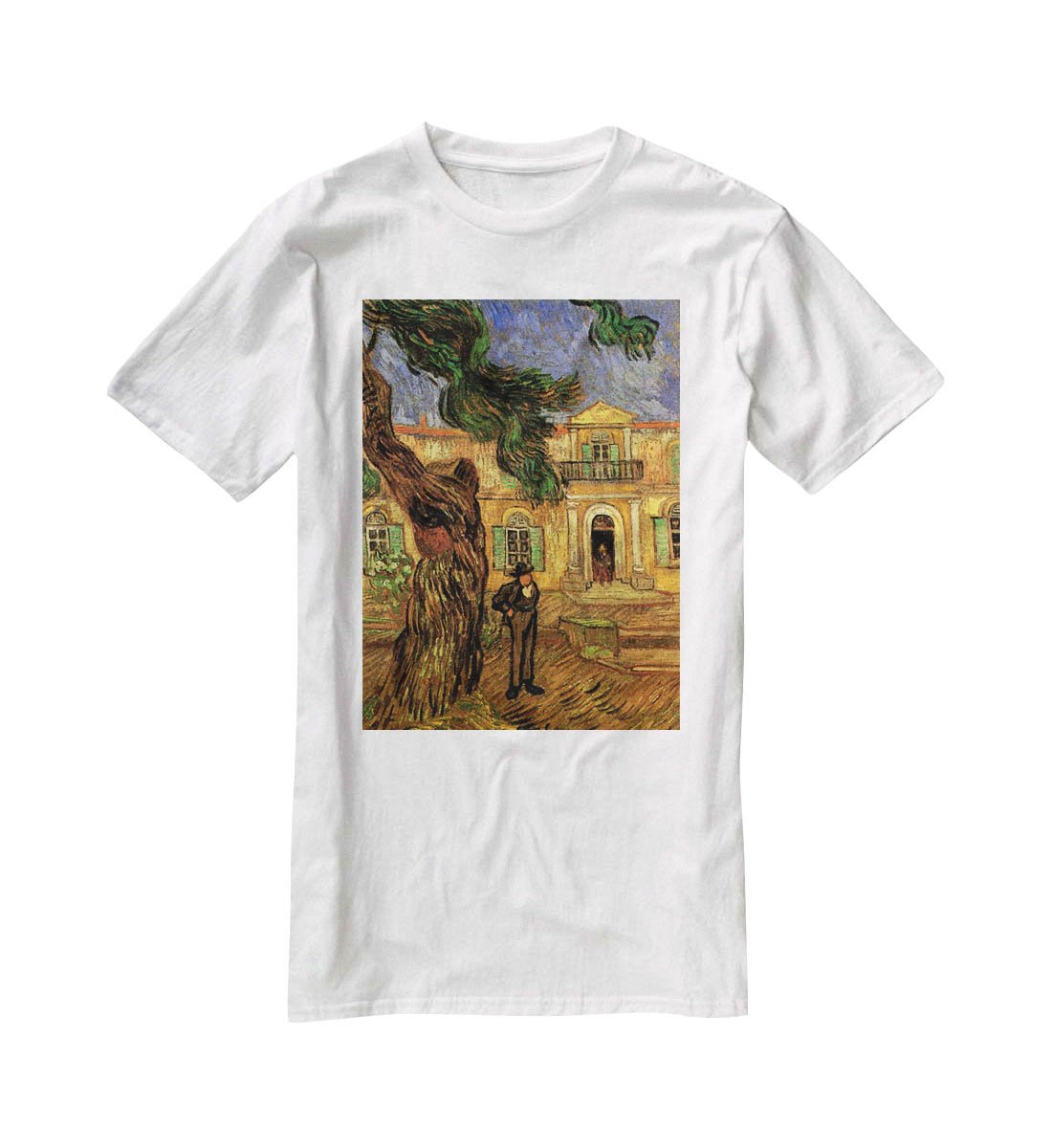 Van Gogh Pine Trees with Figure in the Garden of Saint-Paul Hospital T-Shirt - Canvas Art Rocks - 5