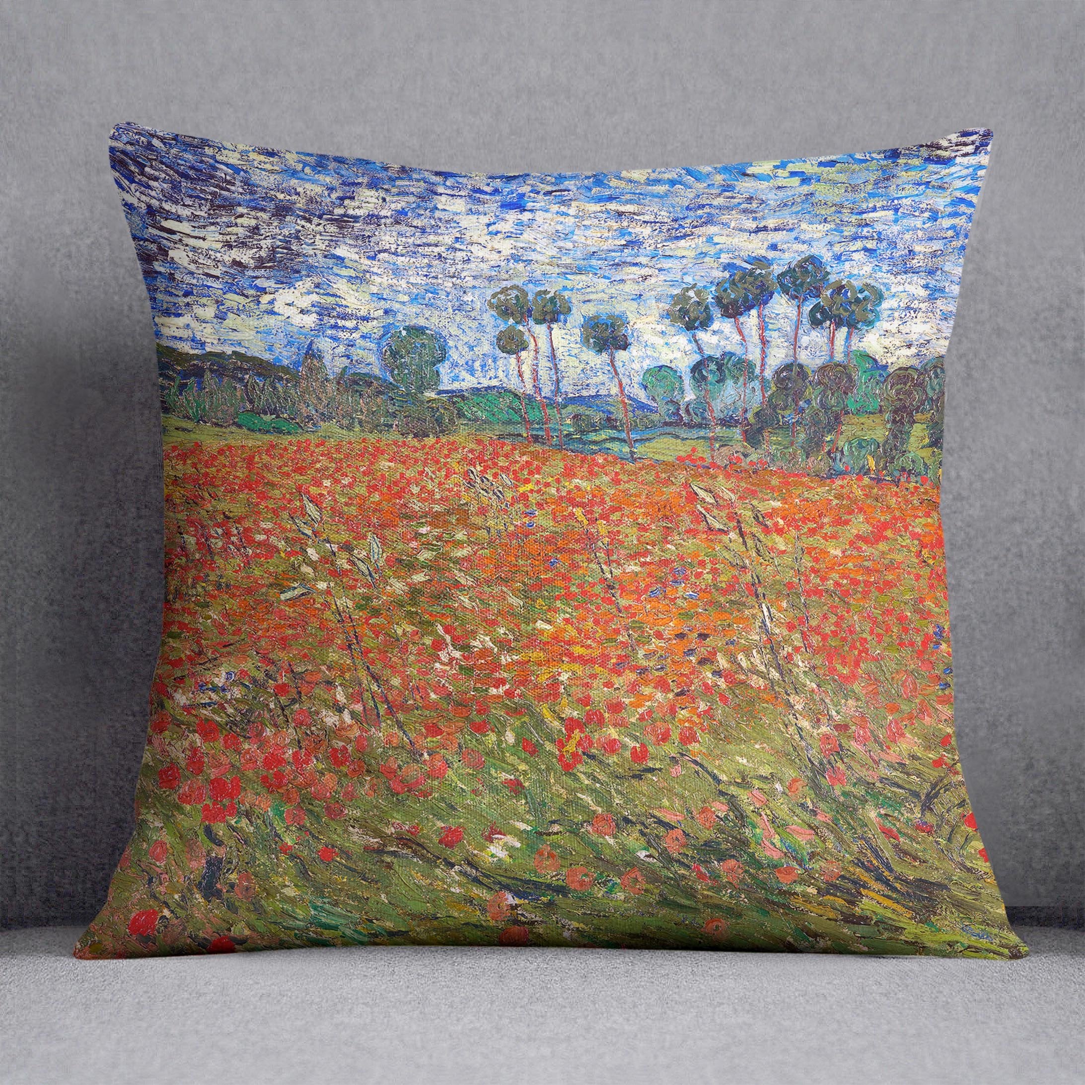 Van Gogh Poppies Field Throw Pillow