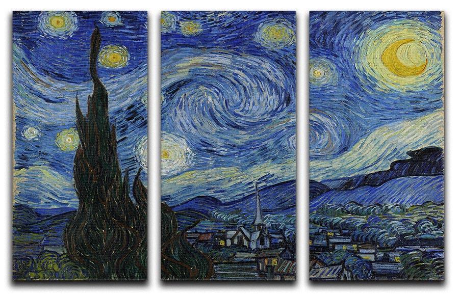 Van Gogh Starry Night 3 Split Panel Canvas Print - Canvas Art Rocks - 1
