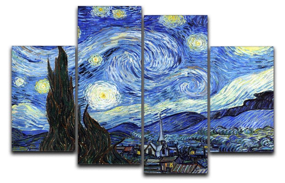 Van Gogh Starry Night 4 Split Panel Canvas  - Canvas Art Rocks - 1