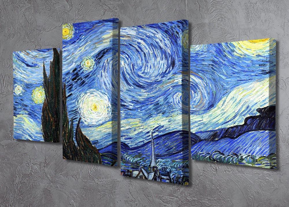 Van Gogh Starry Night 4 Split Panel Canvas - Canvas Art Rocks - 2