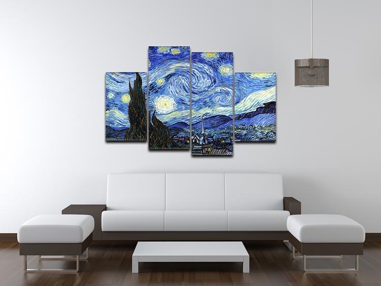 Van Gogh Starry Night 4 Split Panel Canvas - Canvas Art Rocks - 3