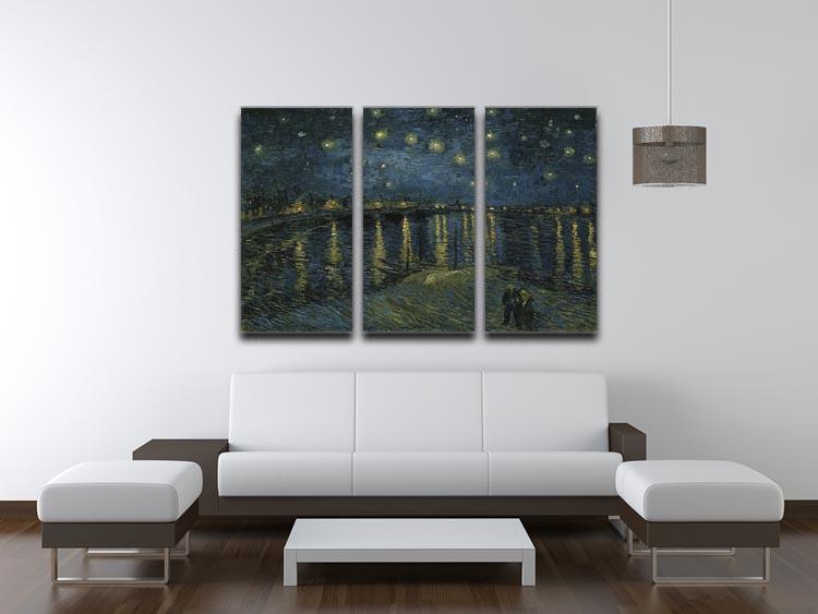 Van Gogh Starry Night over the Rhone 3 Split Panel Canvas Print - Canvas Art Rocks - 4