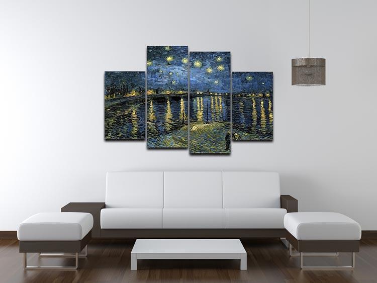 Van Gogh Starry Night over the Rhone 4 Split Panel Canvas - Canvas Art Rocks - 3