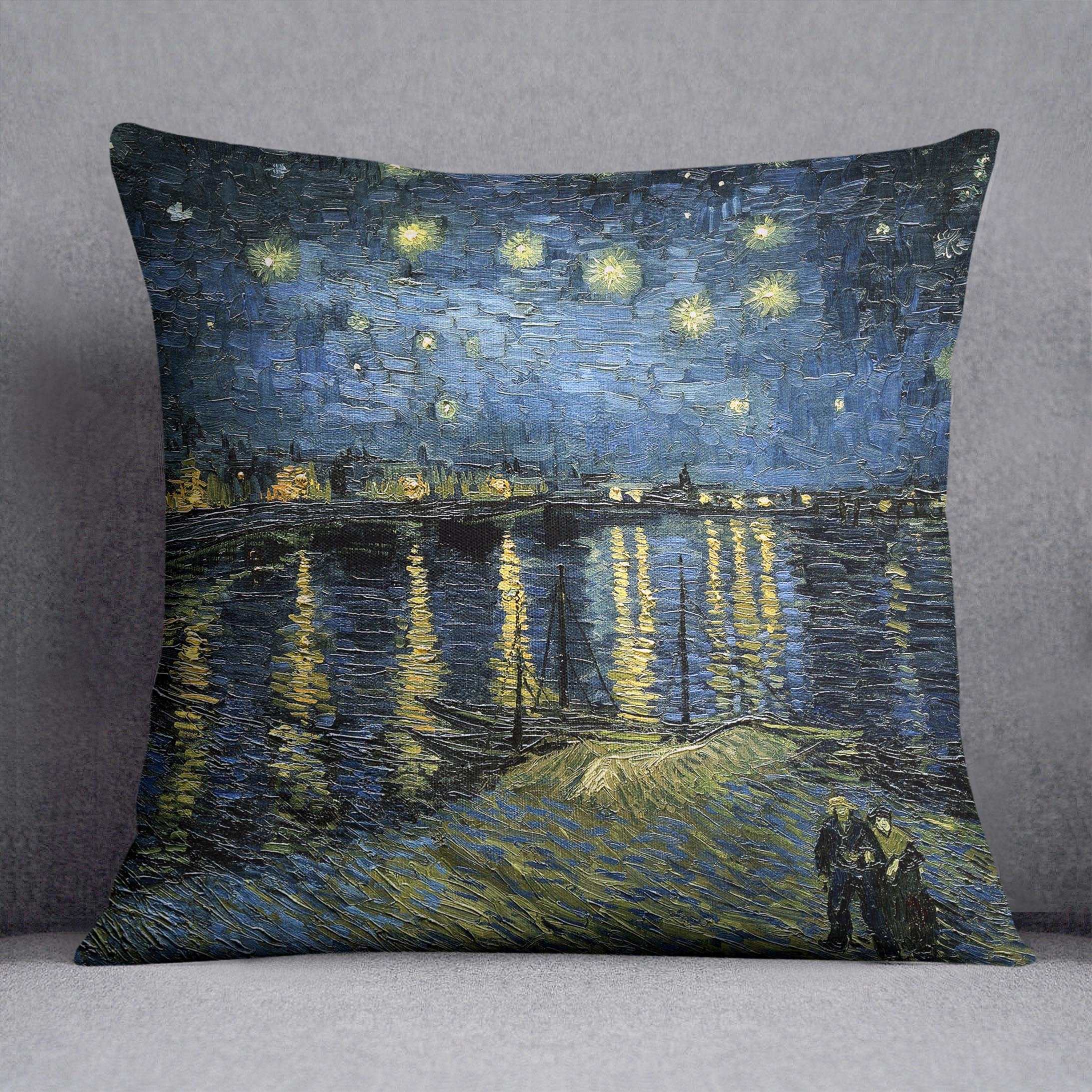 Van Gogh Starry Night over the Rhone Throw Pillow
