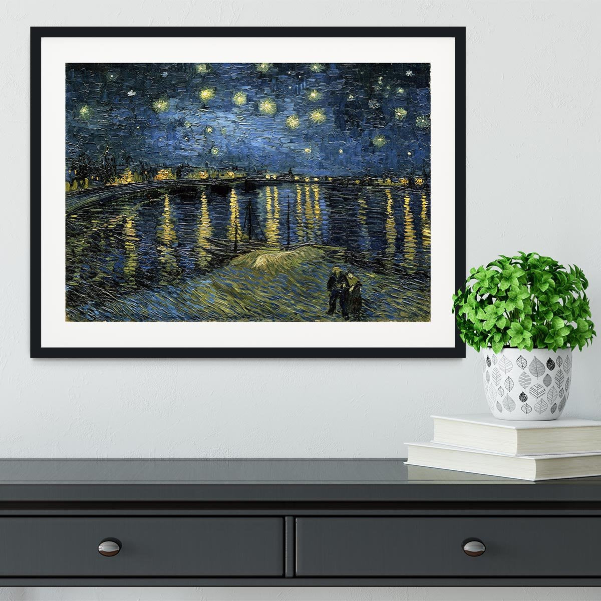 Van Gogh Starry Night over the Rhone Framed Print - Canvas Art Rocks - 1