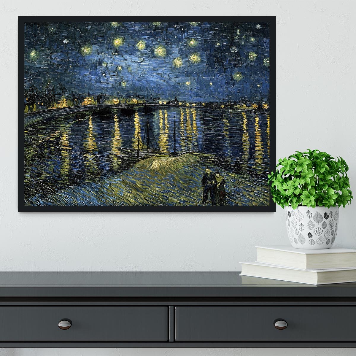 Van Gogh Starry Night over the Rhone Framed Print - Canvas Art Rocks - 2
