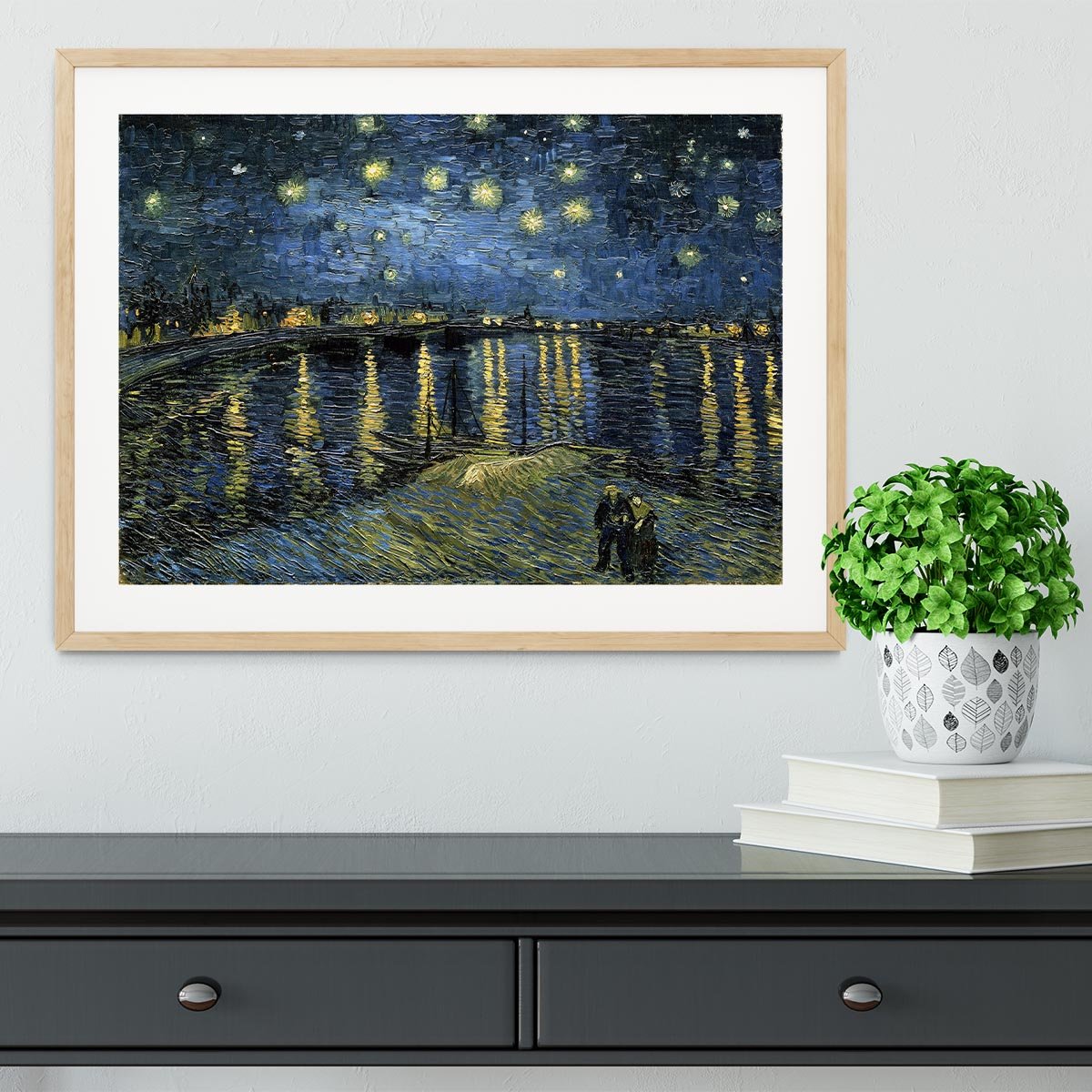 Van Gogh Starry Night over the Rhone Framed Print - Canvas Art Rocks - 3