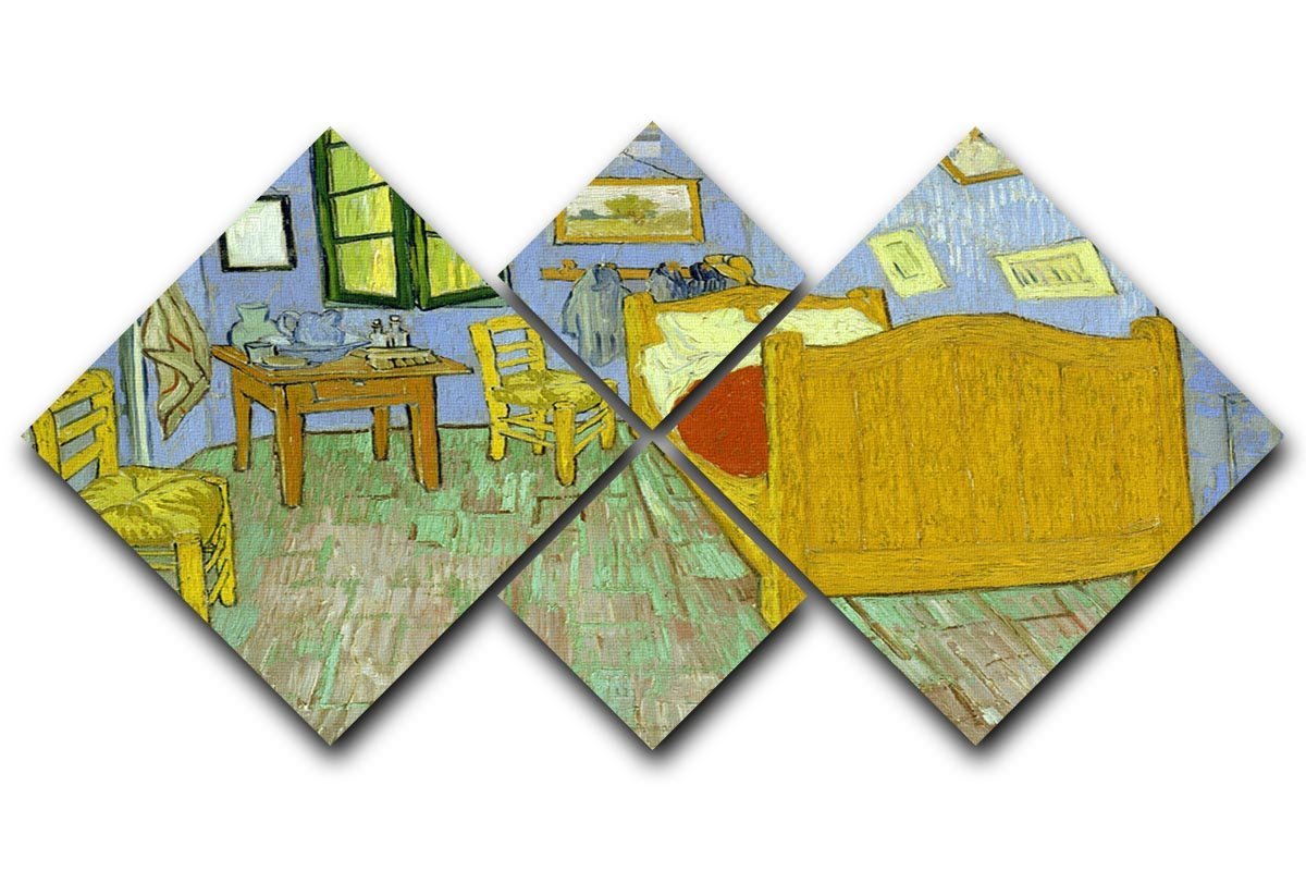 Van Gogh Vincents bedroom 4 Square Multi Panel Canvas  - Canvas Art Rocks - 1
