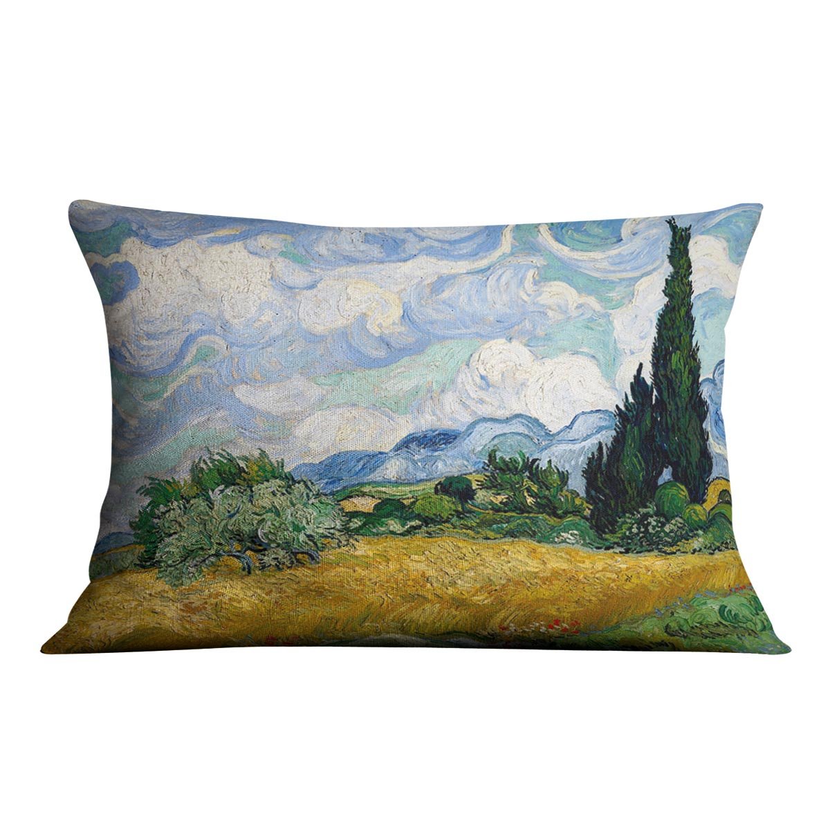 Van Gogh Wheat Field with Cypresses Throw Pillow
