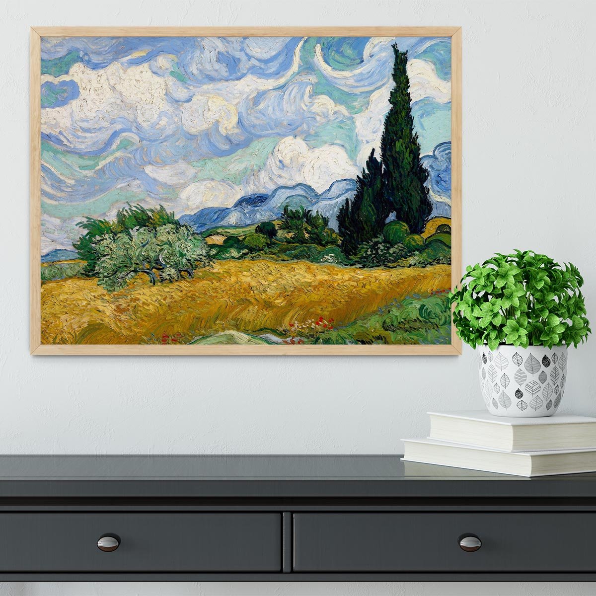 Van Gogh Wheat Field with Cypresses Framed Print - Canvas Art Rocks - 4