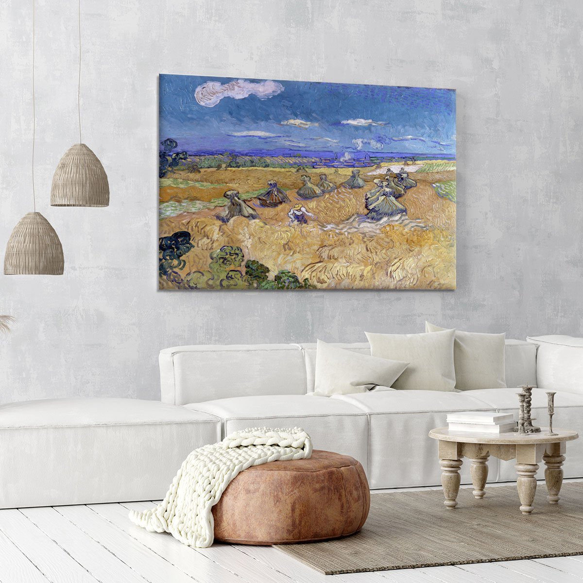 Van Gogh Wheat Fields with Reaper at Auvers Canvas Print or Poster