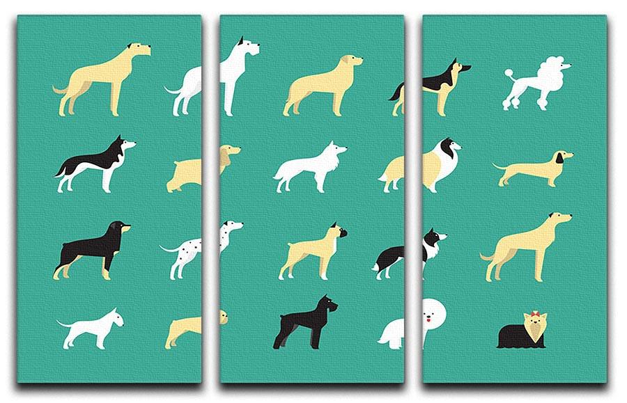 Various dog breeds modern illustration 3 Split Panel Canvas Print - Canvas Art Rocks - 1